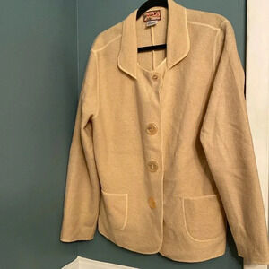 April Cornell women’s large 100% wool jacket - tan- great condition